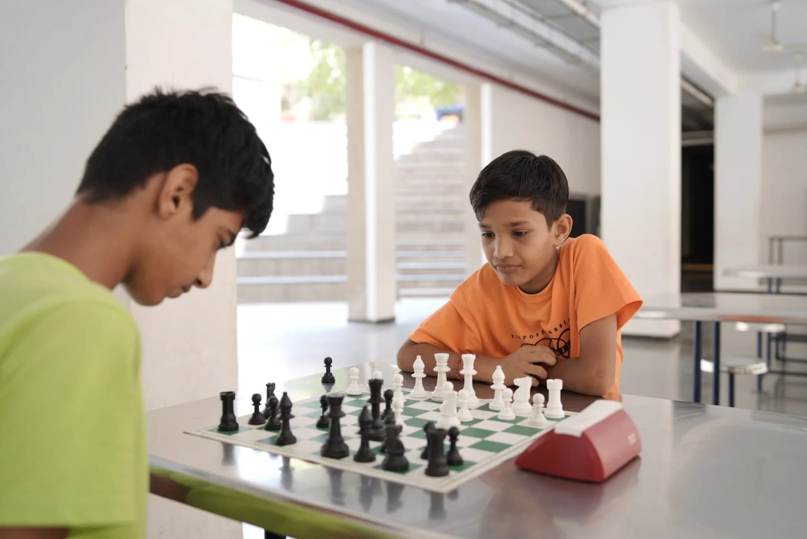 Students playing chess